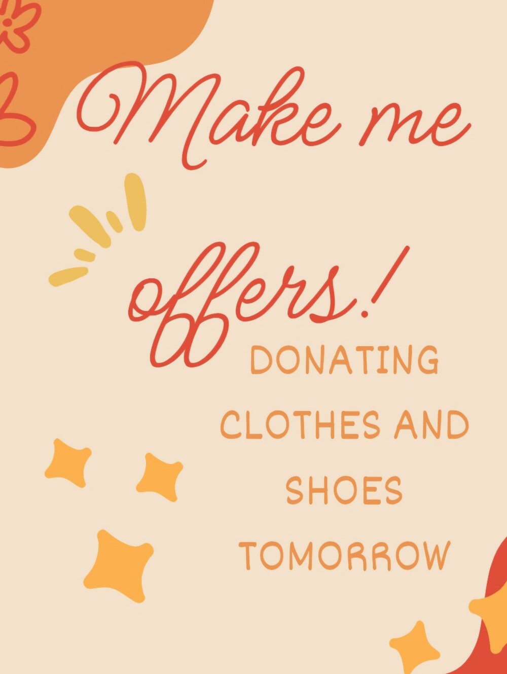Make Me Offers! Donating Clothes & Shoes Tomorrow